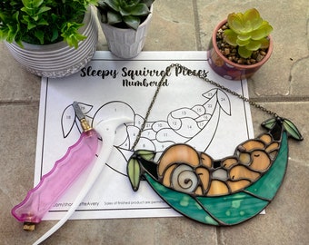 Pattern- Sleepy Squirrel Stained Glass Suncatcher