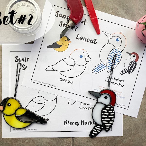 Pattern- Songbirds Set #2- Goldfinch and Red-Bellied Woodpecker