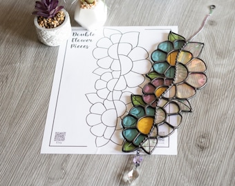 Pattern- Double Flower Stained Glass Suncatcher