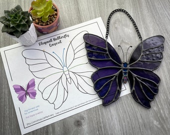 Pattern- Elegant Butterfly Stained Glass Suncatcher