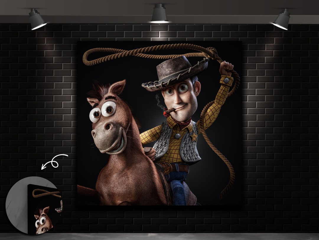 Toy Story Sheriff Woody Print, Sheriff Woody Wall Art, Toys Story Canvas, Woody Print, Smoking ...