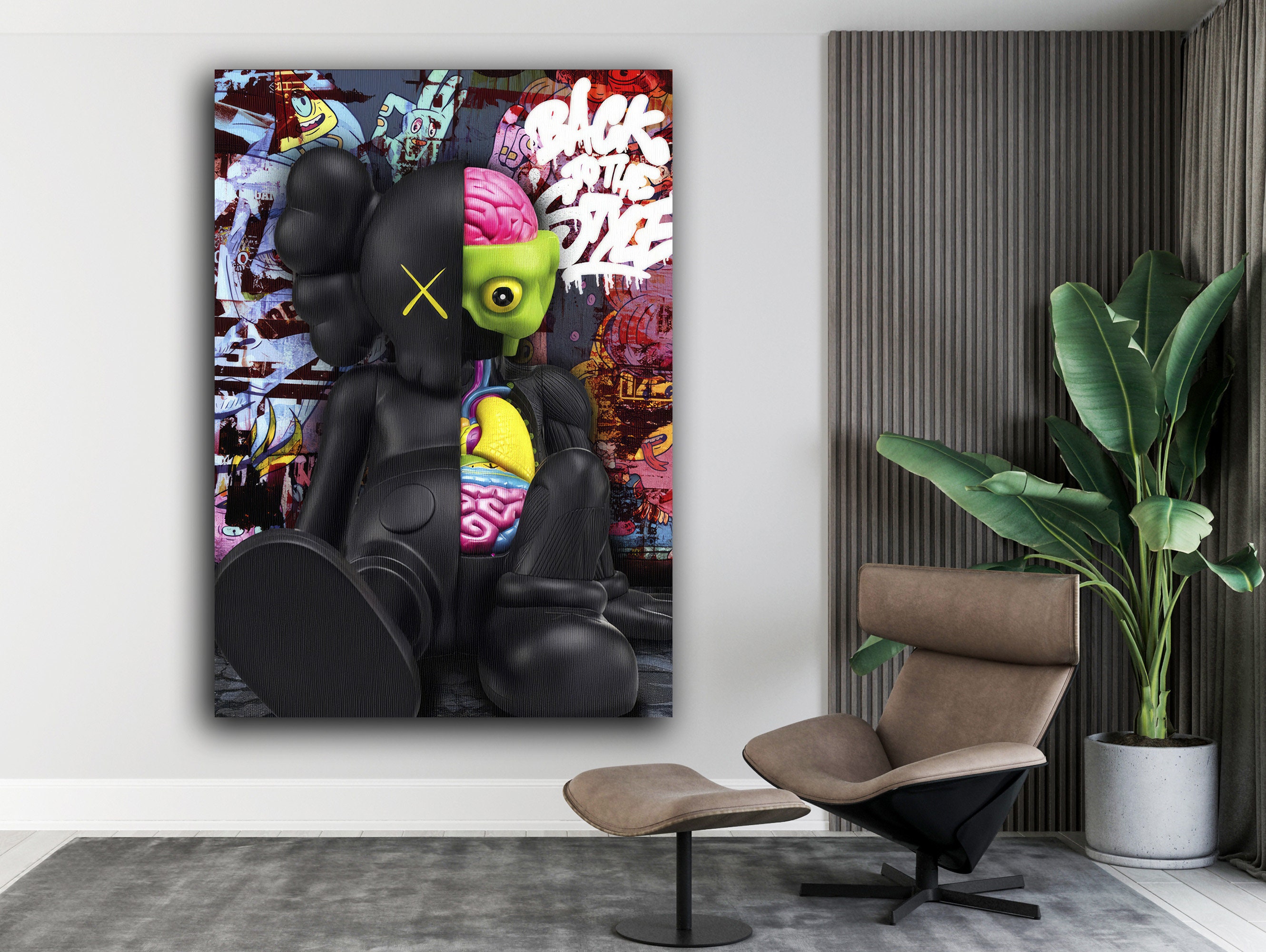 Quadro Su Tela Microfono Con Note Musicali 40x40 Cm - Decorazione Parete Per Camera, Soggiorno O Ufficio