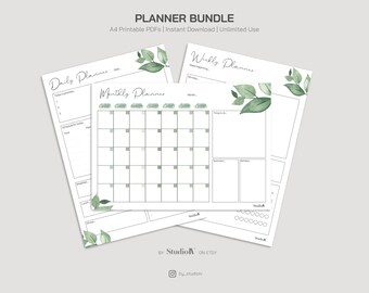 Printable | Planner Bundle | Daily Planner | Weekly Planner | Monthly Planner | Lifestyle | Organiser | Digital Download | PDF