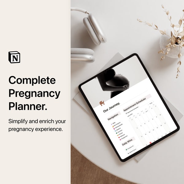 Planificador digital de embarazo Notion - Seguimiento y organizador detallados - Esencial para futuras mamás - Idea de regalo para baby shower