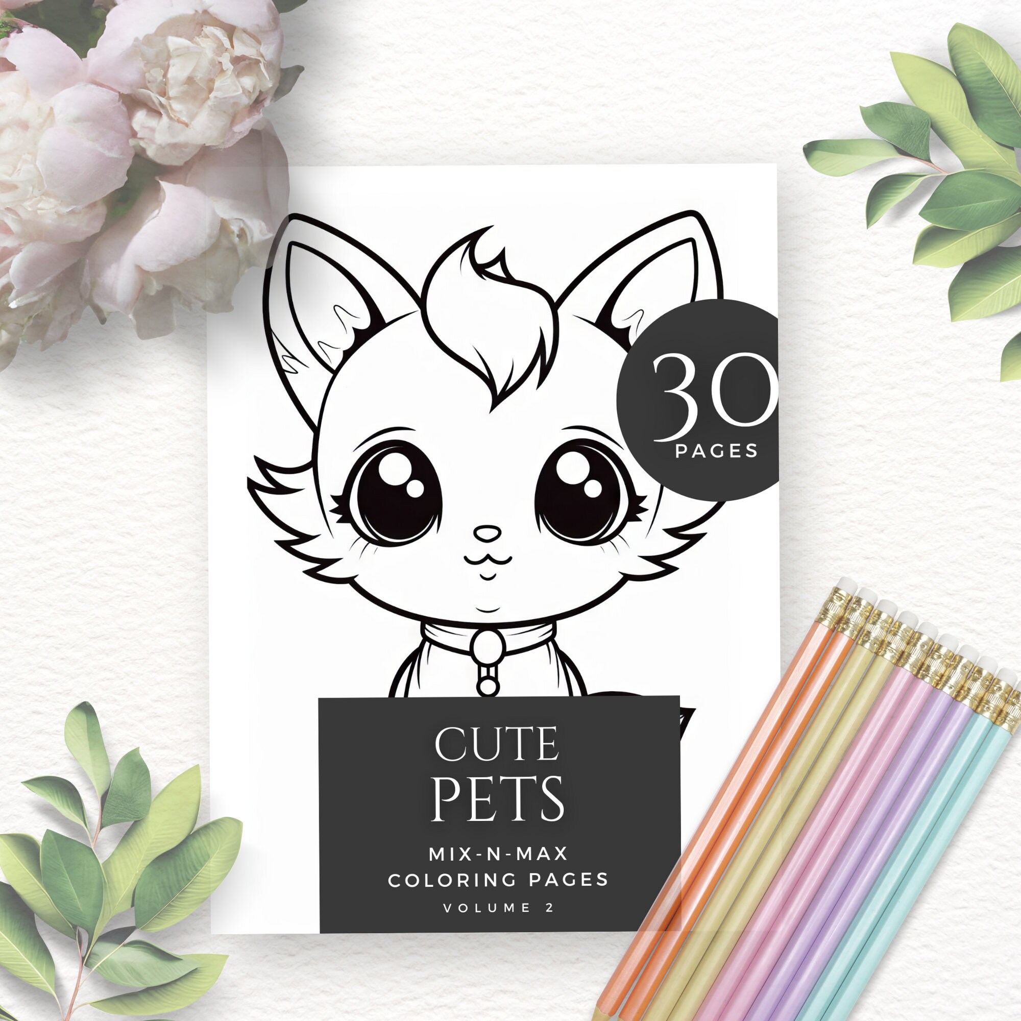 30 Coloring Pages Cute Pets Coloring Pages Printable Etsy
