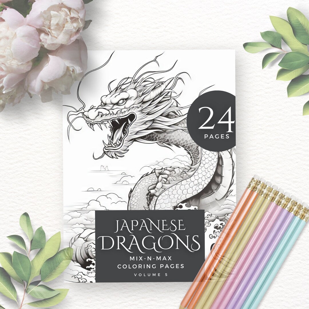 24 Coloring Pages Japanese Dragons Coloring Pages Printable - Etsy