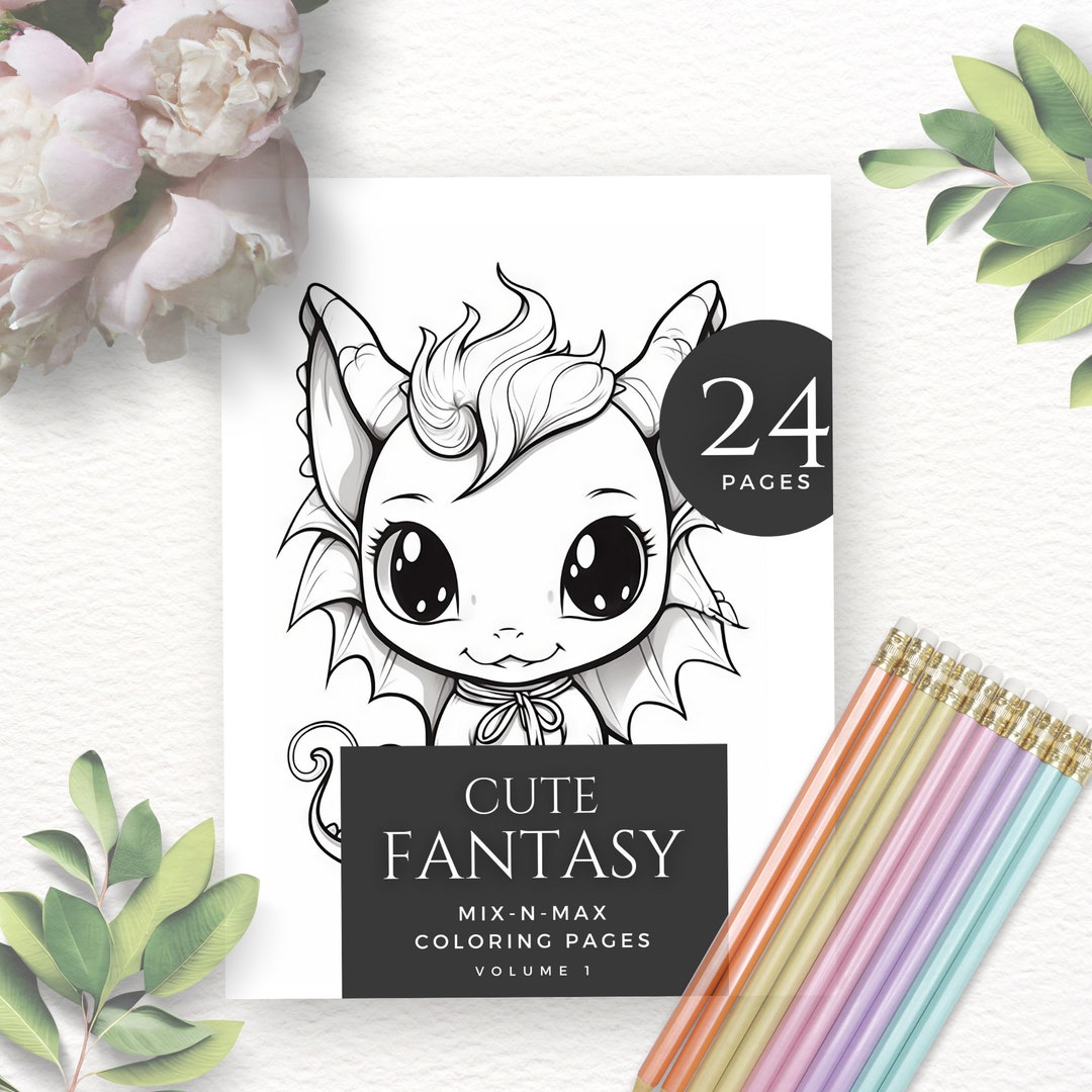 24 Coloring Pages Cute Fantasy Coloring Pages Printable - Etsy