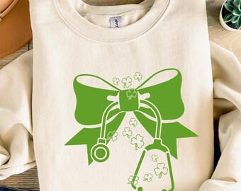 Nurse St Patricks day png, One Lucky Nurse Png, Nurse png, St Patricks day png, St Pattys day png, St Patrick Day Nurse png, Stethoscope Bow