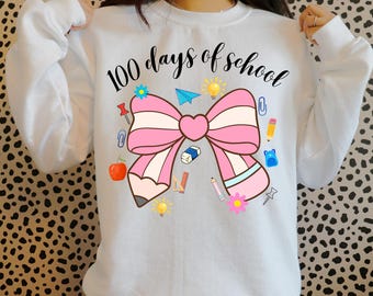 100 Days of School Coquette PNG: Teacher Shirt Design (Digital Download)