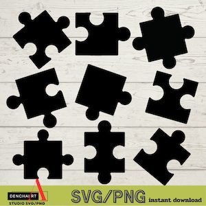 Puzzelstukje Svg-bundel, puzzelstukje Clipart, puzzel Vector gesneden bestand, Jigsaw Svg, download voor Cricut, silhouet, Glowforge, svg png