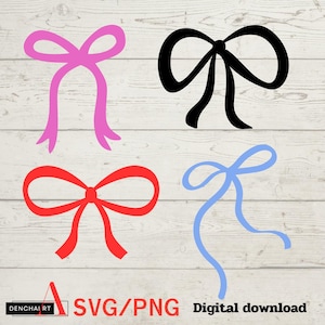 Boho Ribbon Svg Bundle, Coquette Bow Svg, Nastro Svg, Fiocco Svg Png, Fiocco per capelli Svg, Papillon Svg, Clipart fiocco disegnato a mano, Fiocco Png Taglia File Cricut
