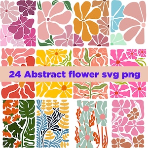 Abstract flower svg and png bundle, danish flower svg, retro flower svg, boho flower svg, floral png, boho floral png svg, groovy flower svg