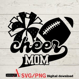 Football & Cheer Mom SVG PNG: T-Shirt Design (Digital Download)