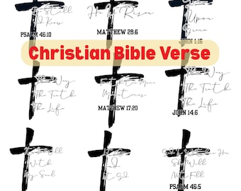 Paquete SVG de versículos bíblicos cristianos / Citas de fe / Escrituras de Jesús SVG / Dichos religiosos PNG / Archivos de Cricut y Silhouette