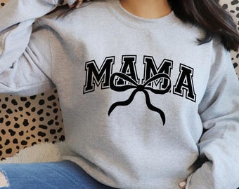 Coquette Bow Mama SVG PNG: Trendy Varsity Font (Digital File)