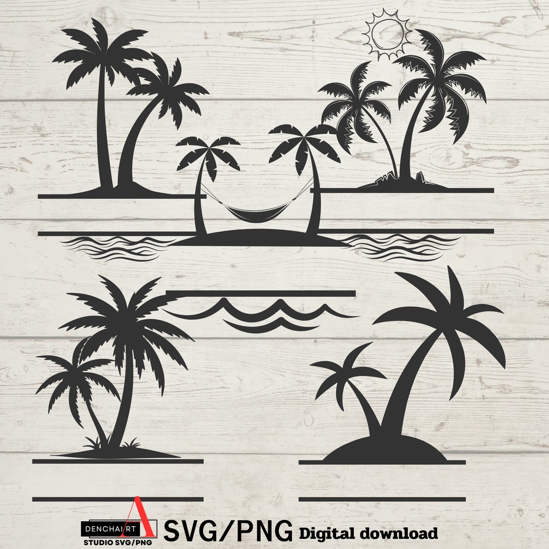 Palm Tree Split Monogram SVG: Tropical Name Frame (digital Download) - Etsy