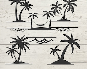Palm Tree Split Monogram SVG: Tropisk namnram (digital nedladdning)