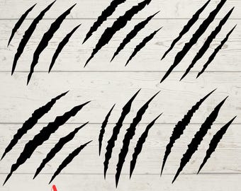 6 Claw Scratches SVG, Claw Mark svg, Tiger Scratch svg, Animal Scratch svg, Claw Scratches Cut Files, Cricut, Silhouette, Png, Svg, Eps, Dxf