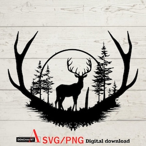 detallado Cabeza de ciervo SVG, Venado cola blanca SVG, Descarga digital Big Buck, Caza de ciervos, Caza SVG, Buck SVG, Temporada de ciervos, Diseño de caza