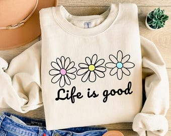Retro Daisy SVG PNG: Life is Good Shirt Design (Digital Download