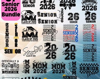 Senior 2026 svg png, senior svg, 2026 senior svg, middelbare school svg, afstuderen 2026 svg, senior coquette Bow svg, senior moeder, Cricut gesneden bestanden