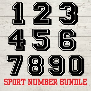 Varsity Sport Numbers SVG Bundle: Jersey Font Templates (Digital Download)