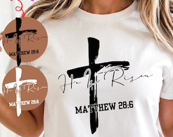 He Is Risen Easter SVG | Matthew 28:6 Christian PNG (Digital Download)
