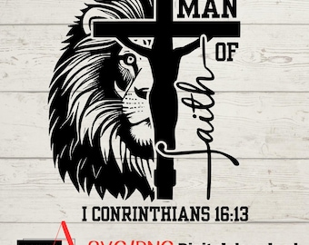 Man of God Svg, Man of Faith Svg, Jesus Svg, Cross Svg, God Svg, Religious Svg, Cricut, Silhouette Cameo, Vector File, Clipart, Png, Dxf