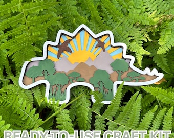 Stegosaurus Wooden Craft Kit – Dinosaur DIY Colouring Kit | Paint, Brushes and Glue Included
