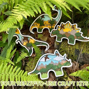 Collection of 4 dinosaur colouring kits