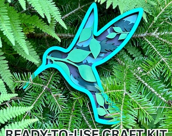 Hummingbird Wooden Craft Kit – DIY Colouring Activity, Creative Gift | Paint, Brushes and Glue Included