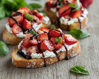 EASY Strawberry Ricotta Bruschetta – Authentic & Easy - Party Appetizer for Valentine's Day - Digital Download (PDF)