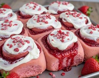 VIRAL Pink Cinnamon Rolls Recipe – Authentic & Easy - Baking Dessert for Valentine's Day - Digital Download (PDF)
