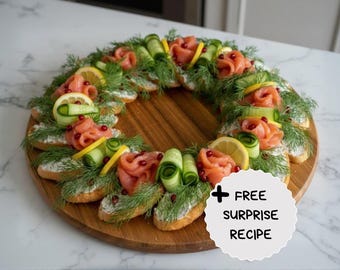 EASY Smoked Salmon Holiday Wreath Recipe – Authentic & Easy - Christmas Antipasti Snack - Digital Download (PDF)