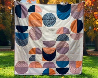 Modern Circle Quilt Pattern PDF – Beginner Friendly Digital Quilt Pattern – Instant Download – Modern Half Circle Quilt