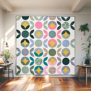 Retro Blooms Quilt Pattern PDF | Modern Floral Quilt Design | Beginner-Friendly Patchwork Guide | Instant Download