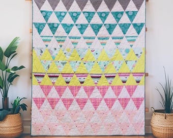 Mountain Trail Quilt Pattern: Modern Geometric Patchwork (PDF Download)