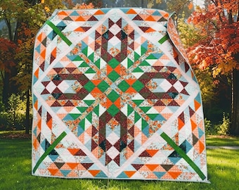 Crown Quilt Pattern PDF | Modern Geometric Quilt Design | Beginner-Friendly Quilt Guide | Instant Download