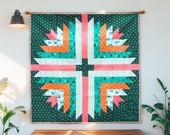 Modern Compass Star Quilt Pattern: Beginner Friendly (PDF Download, 72x72in