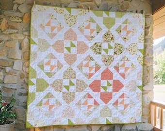 Coastal Breeze Quilt Pattern PDF | Modern Geometric Quilt Design | Beginner-Friendly Sewing Pattern | Magic 8 HST Method | Instant Download