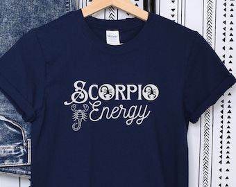 Energia dello Scorpione, Segno zodiacale Scorpione, Simbolo astrologico dello Scorpione, camicia zodiacale alla moda, camicia Scorpione, Regali per lei, t-shirt da donna, maglietta Scorpione
