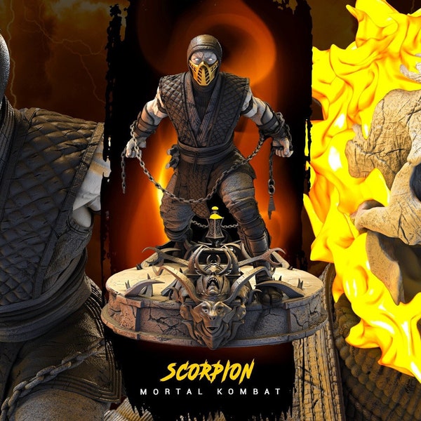 Mortal Kombat Scorpion High quality STL File, 3D Digital Printing STL File for 3D Printers, Movie Characters, Games, Figures, Diorama 3D