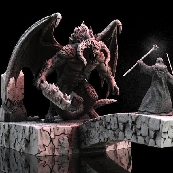 Balrog vs Gandalf Hochwertige STL Datei, 3D Digitaldruck STL Datei für 3D Drucker, Film Charaktere, Spiele, Figuren, Diorama 3D