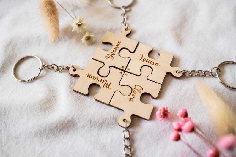 Personalisierte Puzzle Schlüsselanhänger aus Holz, Anhänger
