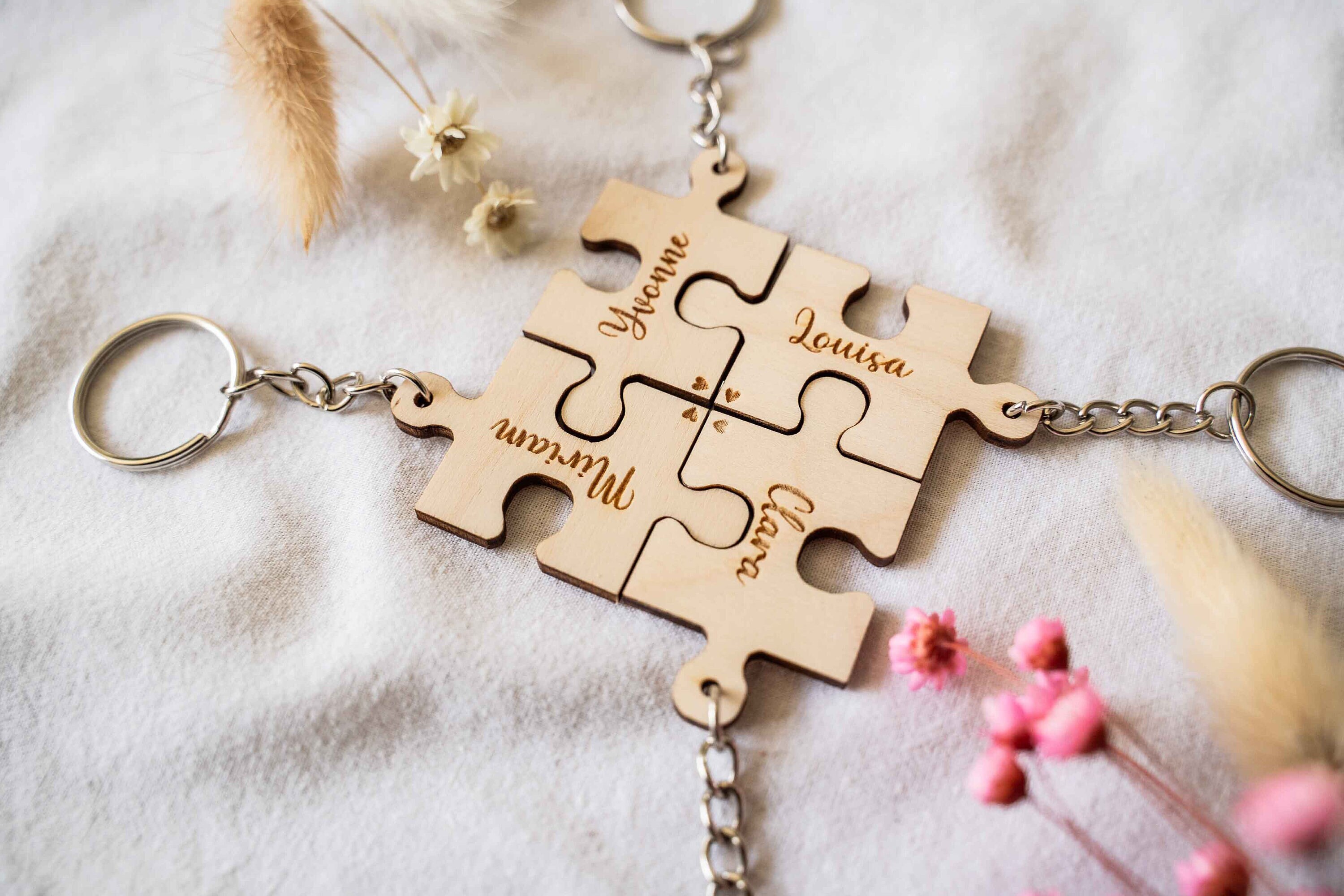 Personalisierte Puzzle Schlüsselanhänger aus Holz, Anhänger
