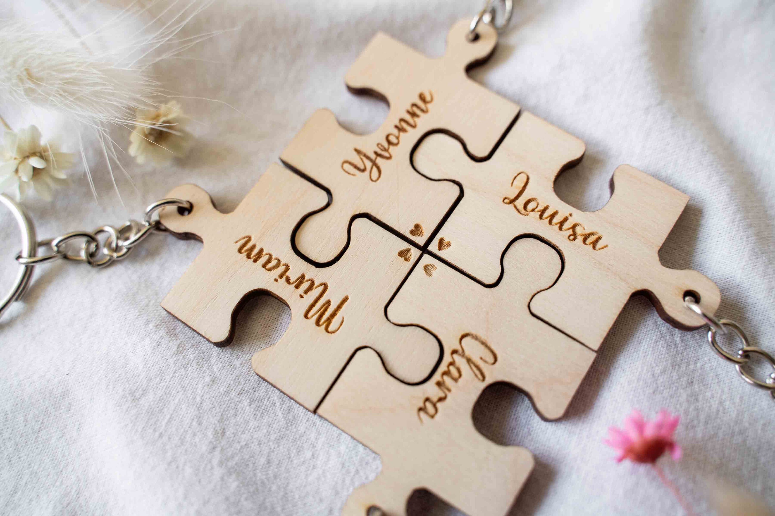 Personalisierte Puzzle Schlüsselanhänger aus Holz, Anhänger