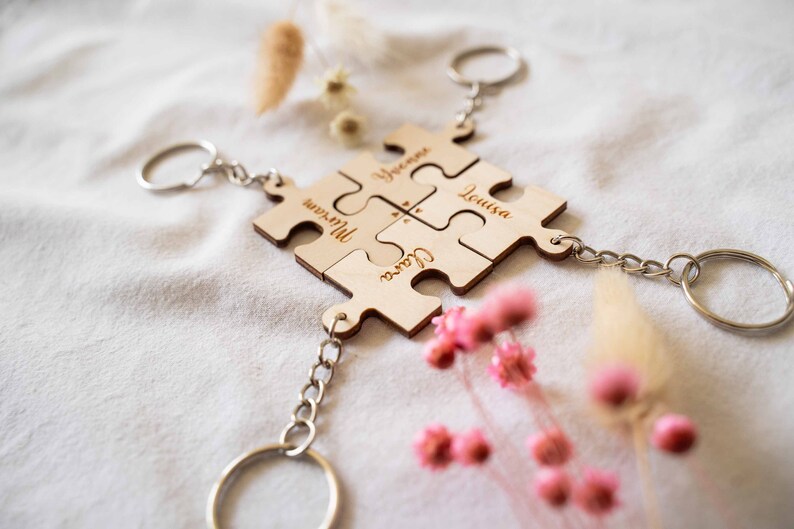 Personalisierte Puzzle Schlüsselanhänger aus Holz, Anhänger
