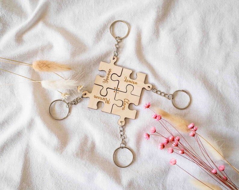 Personalisierte Puzzle Schlüsselanhänger aus Holz, Anhänger