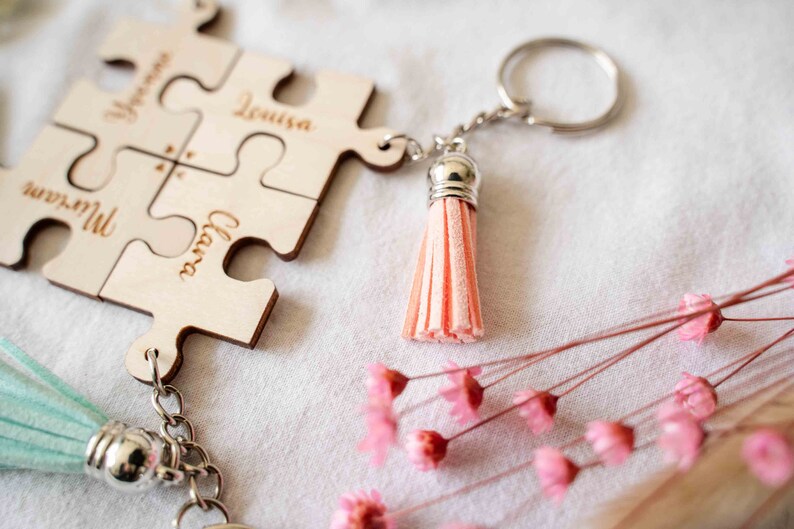 Personalisierte Puzzle Schlüsselanhänger aus Holz, Anhänger