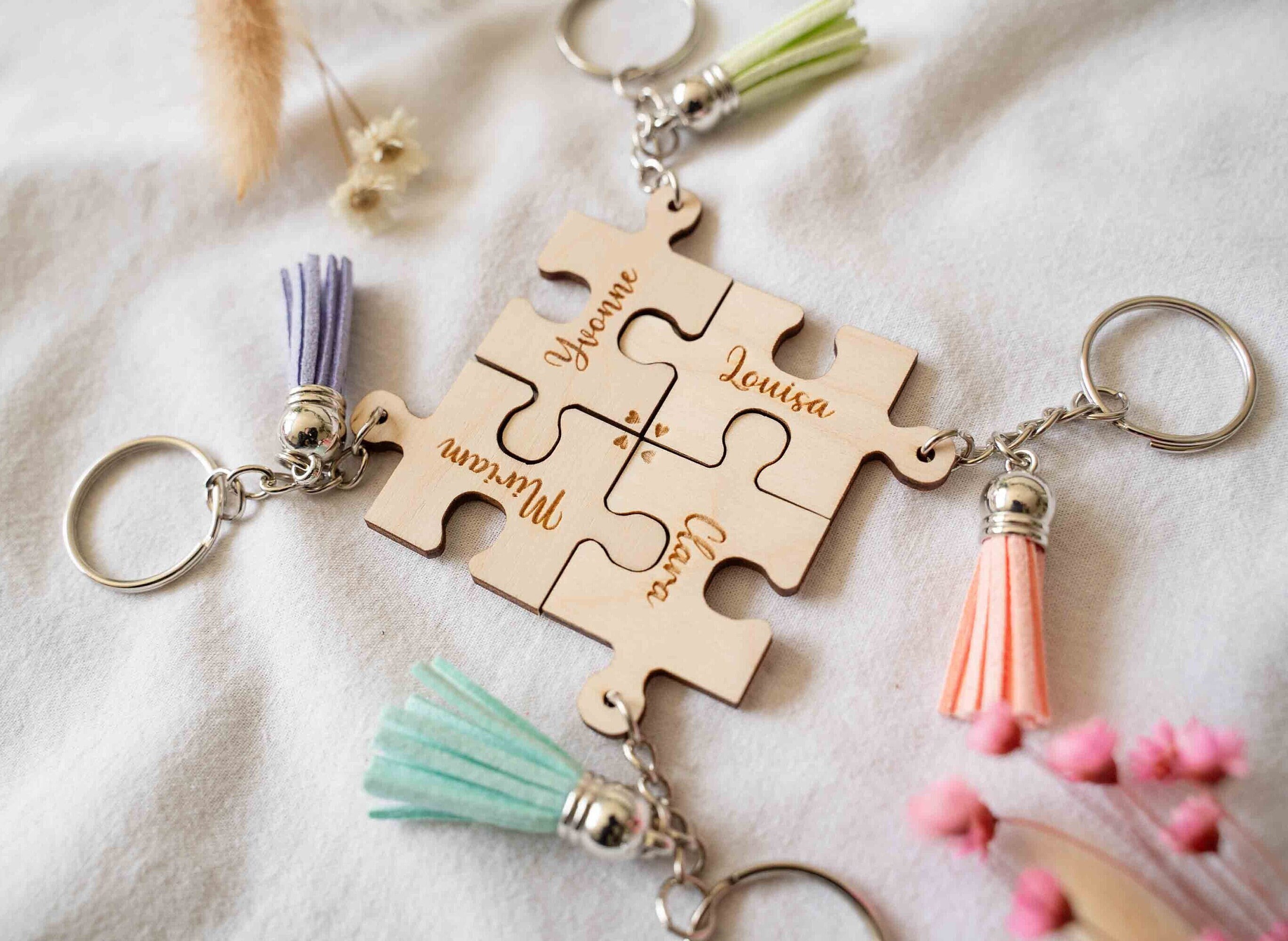Personalisierte Puzzle Schlüsselanhänger aus Holz, Anhänger